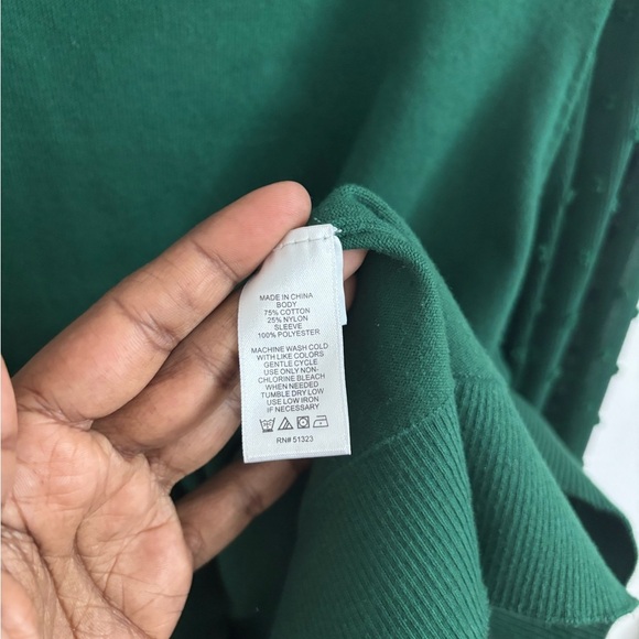 CeCe Blouse Knit Women's Size 3X Green Pullover Mock Neck Clip Dot Sheer Sleeve - Picture 5 of 8